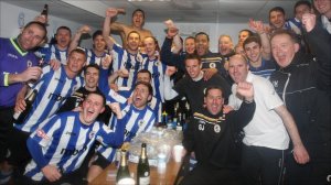 Chester fc celebrate promotion from the Evo-stik Premier division in 2012 (c) BBC